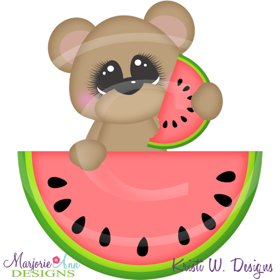 FREE-Watermelon Bear SVG Cutting Files Includes Clipart - Click Image to Close